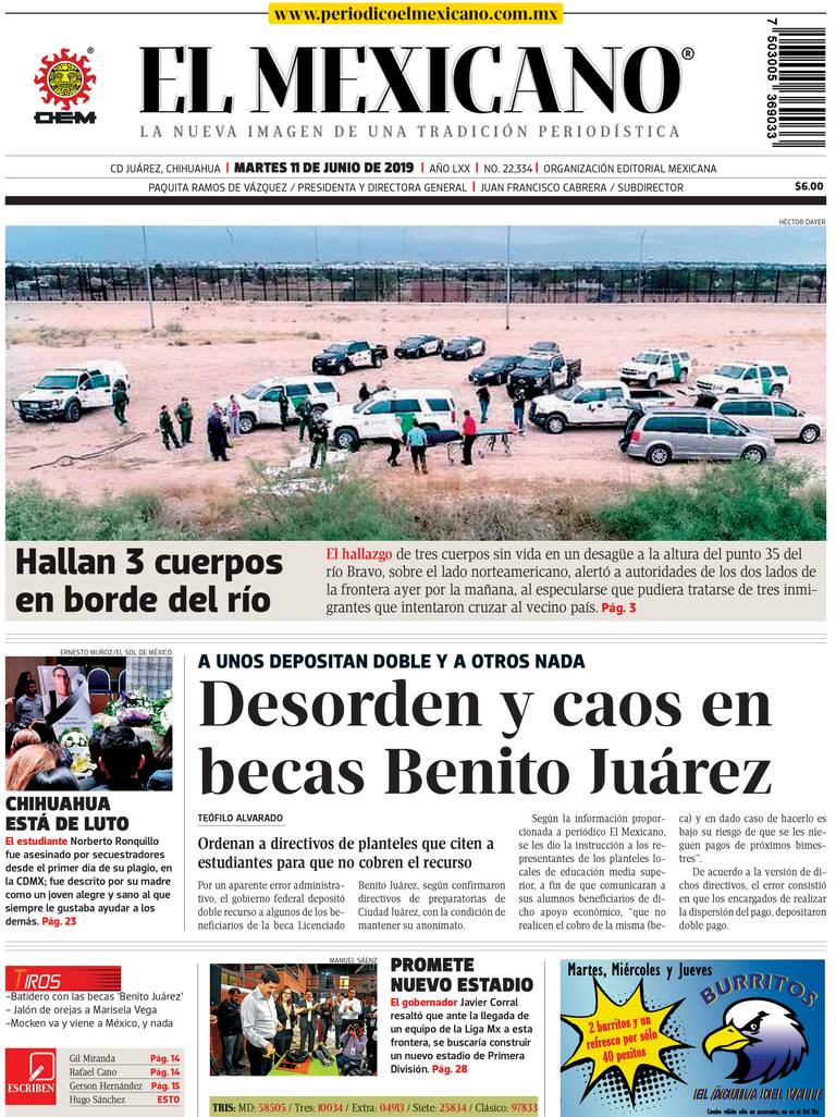 Portada 11 de junio del 2019 - El Heraldo de Juárez | Noticias Locales,  Policiacas, sobre México, Chiahuahua y el Mundo